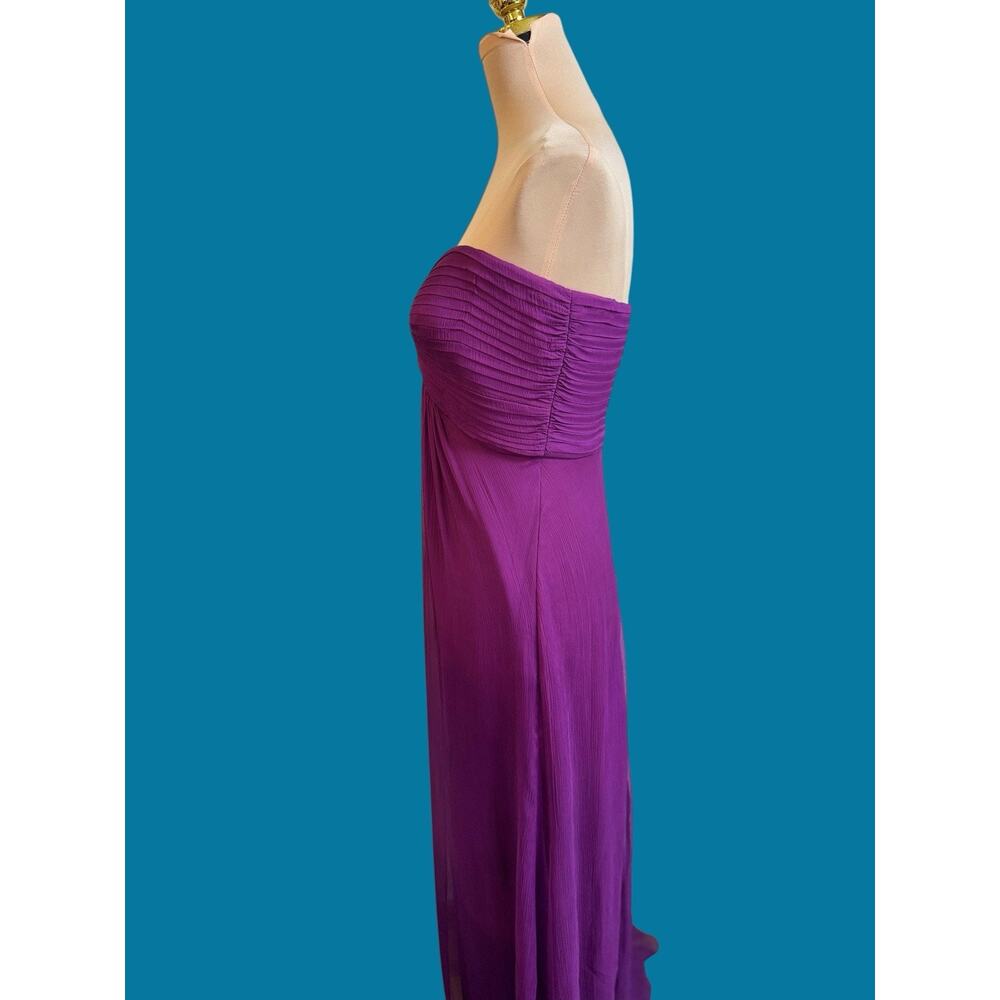 Tadashi Shoji Silk Purple Strapless Gown Sz 8 Ruched Formal Evening Maxi Dress - Picture 5 of 15